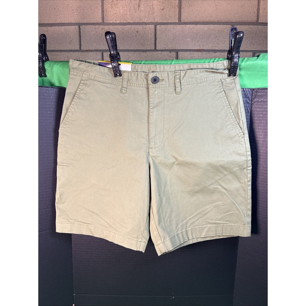 Lands End Mens Flat Front Flex Short 8 Inseam Green 34